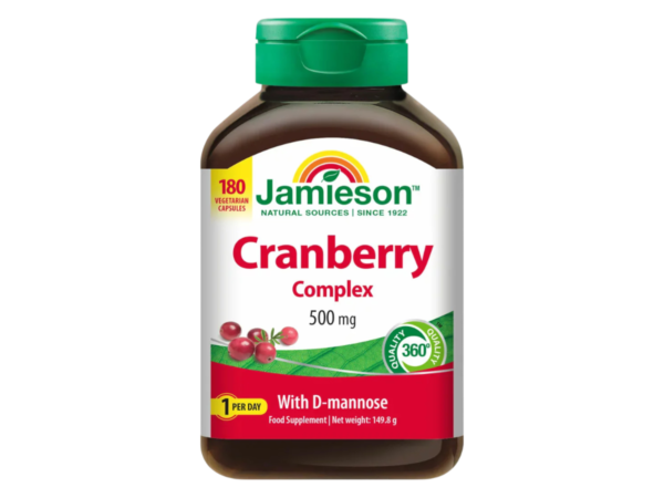 Jamieson Cranberry Complex 500 mg med D-mannose – 180 kapslar