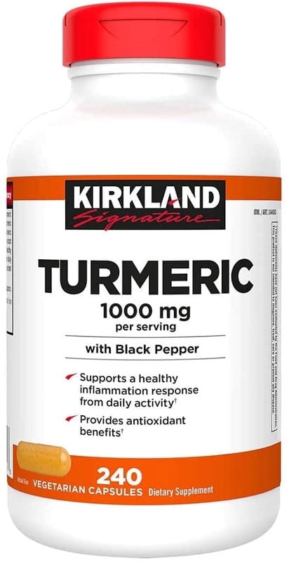 Kirkland Signature Turmeric 1000 mg med svartpeppar – 240 kapslar
