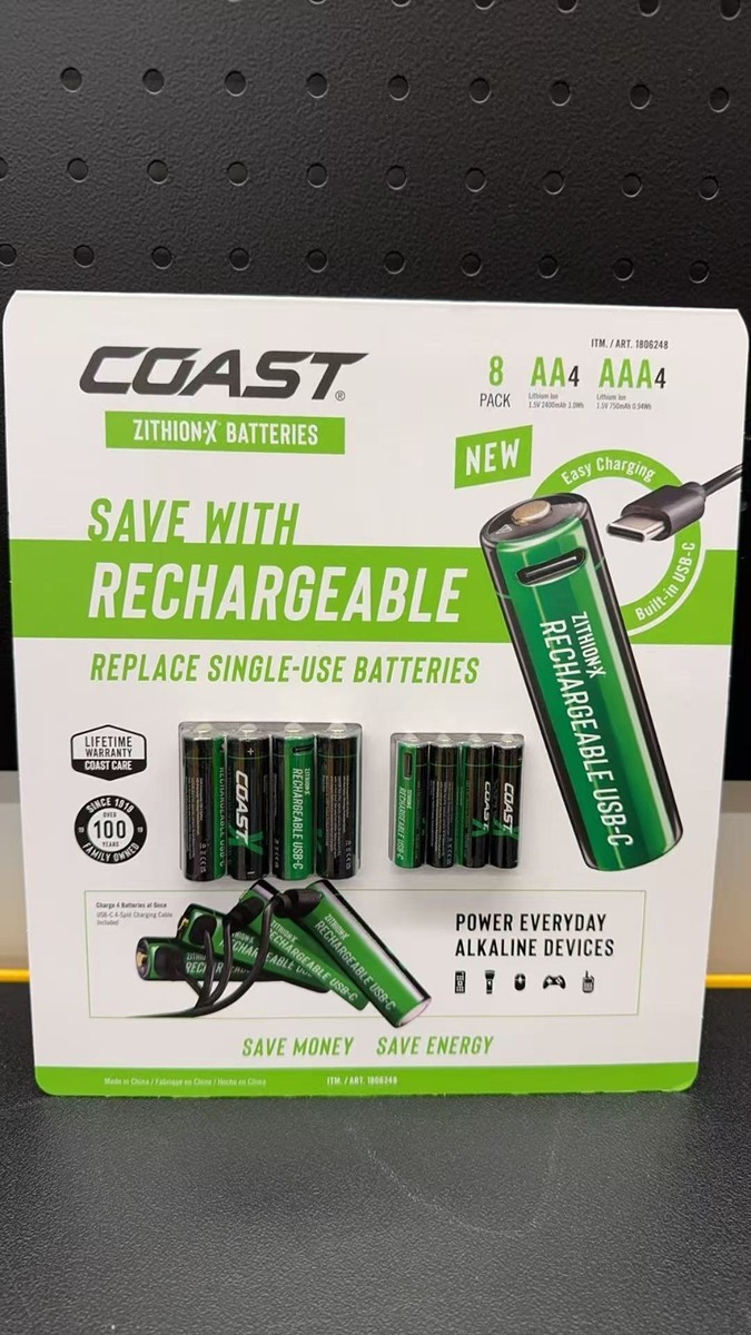 COAST ZITHION-X USB-C laddbara batterier – 8-pack AA/AAA – produktbild 5