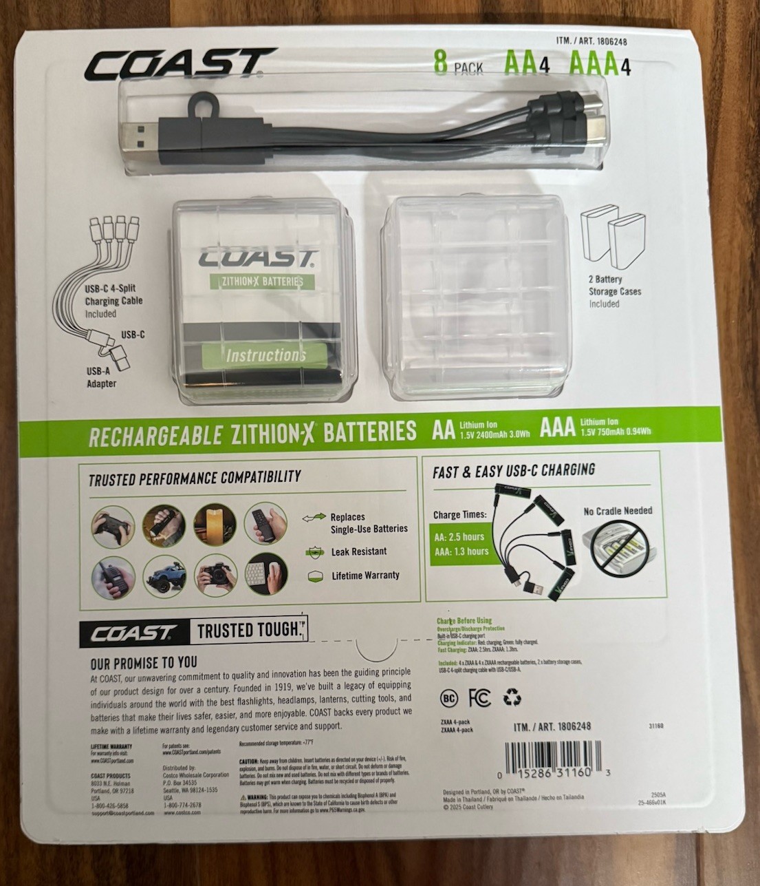 COAST ZITHION-X USB-C laddbara batterier – 8-pack AA/AAA – produktbild 4